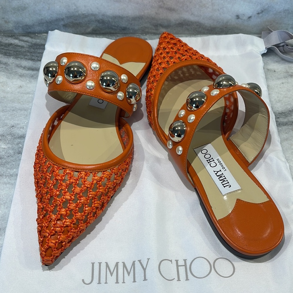 Jimmy Choo
Basette Raffia & Leather Flat - Picture 3 of 8